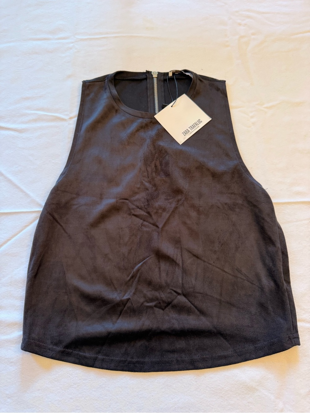 Zara Black Sleeveless Zip-Back Top